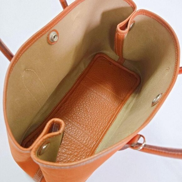 Hermes Garden Party TPM Buffalo Toile Orange Leather Tote Bag Shoulder Handbag - Picture 9 of 11